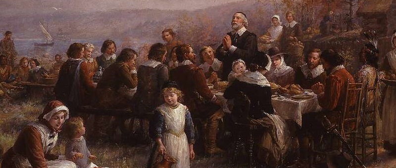 Thanksgiving at Plymouth, a 1925 painting by Jennie Augusta Brownscombe